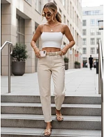 Dámske nohavice v farbe ecru FashionStreet UY3089 Dámske nohavice v farbe ecru FashionStreet UY3089