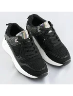 Čierne dámske športové topánky (6348)