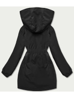 Čierna dámska bunda parka s kapucňou (B8121-1)