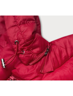 Červená dámska prešívaná bunda na prechodné obdobie (23M9001-275)