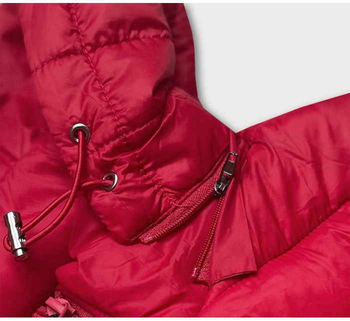 Červená dámska prešívaná bunda na prechodné obdobie (23M9001-275)