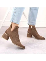 Semišové čižmy na podpätku Potocki W WOL213B hnedé