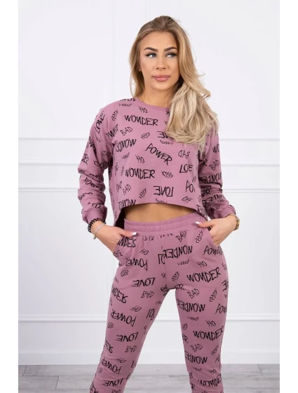 Sada s nápismi tmavo ružová