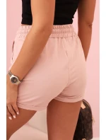 Dámske bavlnené šortky s elastickým pásom tmavo púdrovo ružové