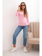 Dámska viskózna blúzka s 3/4 rukávmi svetloružová
