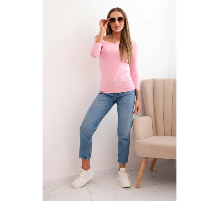 Dámska viskózna blúzka s 3/4 rukávmi svetloružová