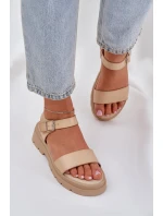 Damskie Sandały Na Platformie Beżowe Evaretha