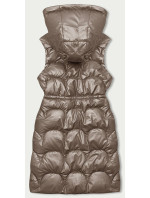 Vypasovaná vesta v barvě cappuccino s kapucí (B8172-12)