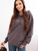 Dámska mikina s kapucňou a klokankou z bavlneného úpletu graphite