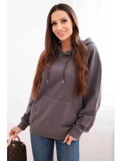 Dámska mikina s kapucňou a klokankou z bavlneného úpletu graphite