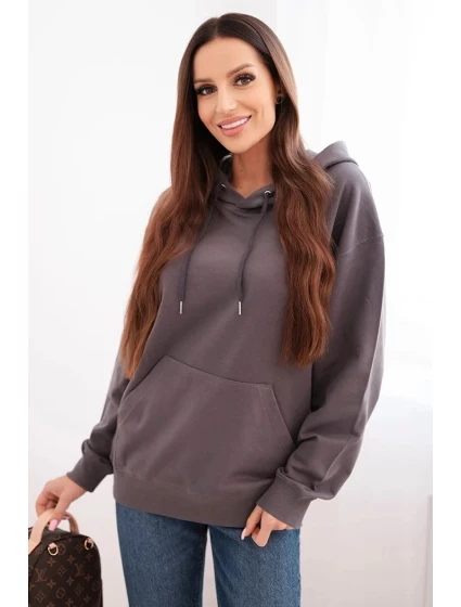 Dámska mikina s kapucňou a klokankou z bavlneného úpletu graphite Dámska mikina s kapucňou a klokankou z bavlneného úpletu graphite