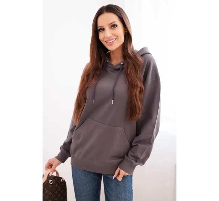 Dámska mikina s kapucňou a klokankou z bavlneného úpletu graphite Dámska mikina s kapucňou a klokankou z bavlneného úpletu graphite