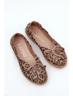 Płaskie Baleriny Z Naturalnej Skóry Panterka Zazoo 10179 Brązowe