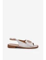 Dámské Sandály Na Plochém Podpatku S Ozdobou model 21698213 Stříbrné - S.Barski