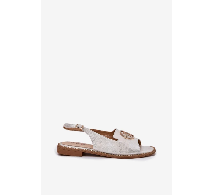 Dámské Sandály Na Plochém Podpatku S Ozdobou model 21698213 Stříbrné - S.Barski