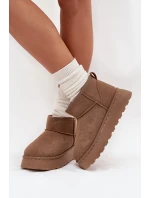 Śniegowce Damskie Na Platformie Ocieplane Futerkiem Khaki Vesirae Śniegowce Damskie Na Platformie Ocieplane Futerkiem Khaki Vesirae