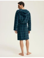 Pánsky župan Nickel 43373 Tmavo modrý so zeleným vzorom - Henderson