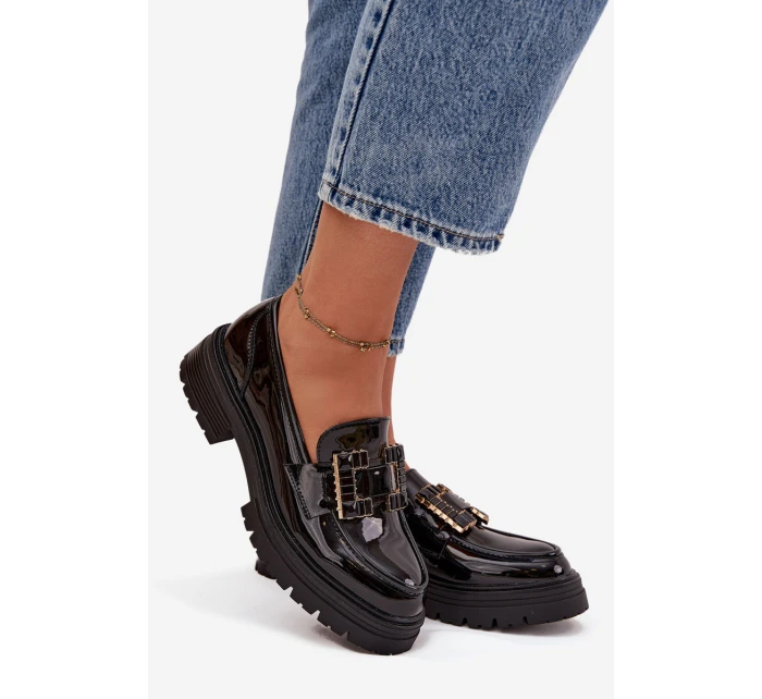 Dámské lakované mokasiny YL253 černé - Diamantique