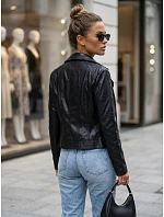 Dámska bunda v štýle Ramones z ekologickej kože, čierna, FashionStreet TY5730 Dámska bunda v štýle Ramones z ekologickej kože, čierna, FashionStreet TY5730