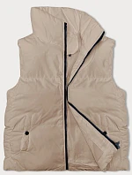 Dámska páperová vesta so stojačikom svetlo béžová (5M3150-62)