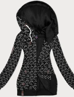 Čierna mikina s kapucňou so vzorom lastovičky (2309)