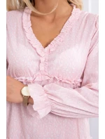 Šaty s ozdobnými volánky pudrově růžové