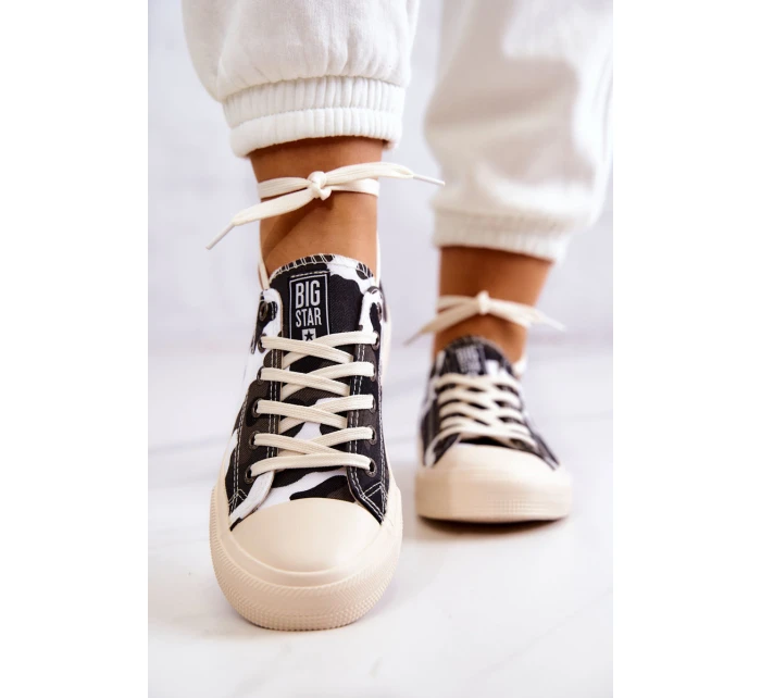 Damskie Materiałowe Trampki Moro BIG STAR JJ274237 Biało-Szare Damskie Materiałowe Trampki Moro BIG STAR JJ274237 Biało-Szare