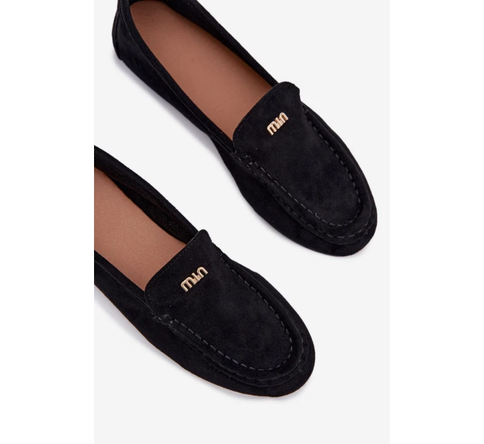 Dámské mokasíny s malým zlatým detailem černé Sarivelle