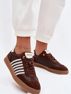 Dámské tenisky z pravé kůže a semiše Big Star model 22042822 Čokoládové - Big Star Shoes