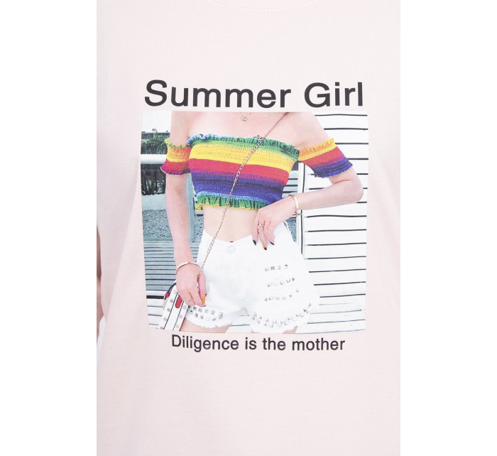 Blúzka s potlačou Summer Girl powder pink