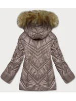 Dámska prechodná bunda vo farbe cappuccino s kapucňou (H-97-1)