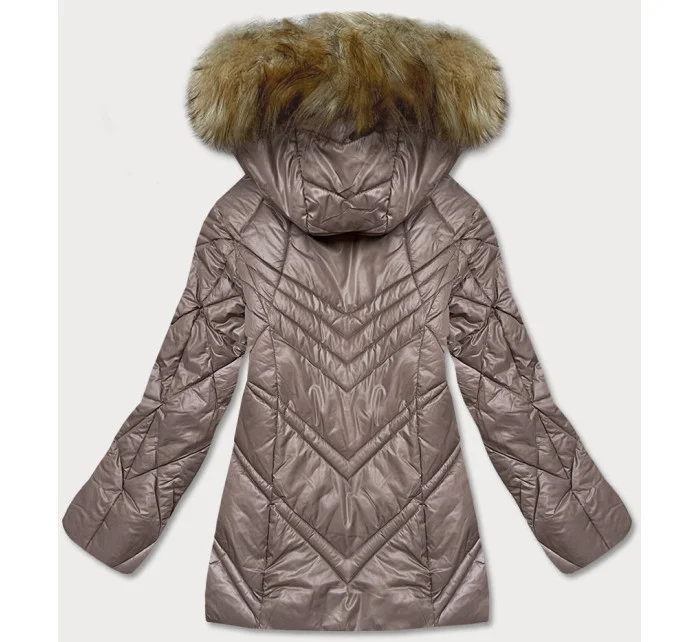 Dámska prechodná bunda vo farbe cappuccino s kapucňou (H-97-1)