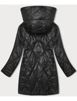 Černá dámská bunda s ozdobnou kapucí model 18844029 - S'WEST Černá dámská bunda s ozdobnou kapucí model 18844029 - S'WEST