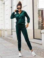 Dámska tepláková súprava s otvorenou kapucňou fľaškovo zelená (829)