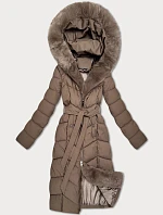 Dámska zimná bunda s kožušinou S'West dark beige (B8525-12)