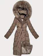 Dámska zimná bunda s kožušinou S'West dark beige (B8525-12)