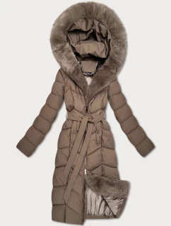 Damska kurtka zimowa z panelem ciemny beżowy model 21721912 - S'WEST