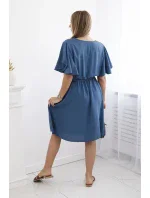 Šaty s vrstveným výstrihom denim