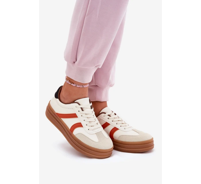 Sneakersy Damskie Na Platformie Beżowe Tolianna