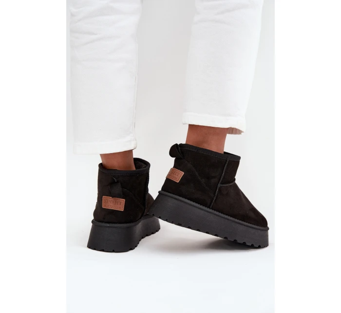 Śniegowce Damskie Na Platformie Czarne Celyra