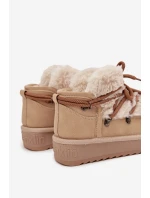 Śniegowce Dziecięce Młodzieżowe Z Futerkiem D.Franklin DFSH370011 Beżowe