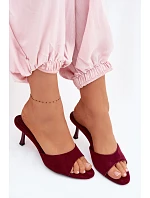 Sandály z imitace semiše na podpatku bordové model 22103082 - Boto