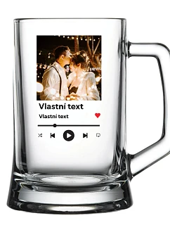 Personalizovaný pivný pohár s motívom prehrávača