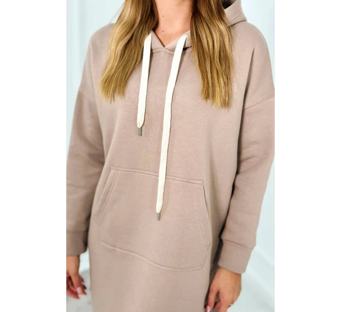 Dlouhé šaty s kapucí  béžová model 21859208 - Kesi