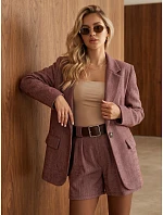 Dámská sako s kostkovaným vzorem v barvě bordó, FashionStreet PY0153