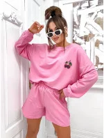 Bavlnená mikina + šortky ružová (VE101)