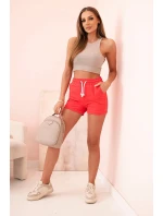 Dámske bavlnené šortky s elastickým pásom malinové