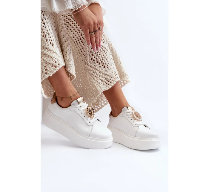 Dámské kožené tenisky model 21647474 bílé - CheBello