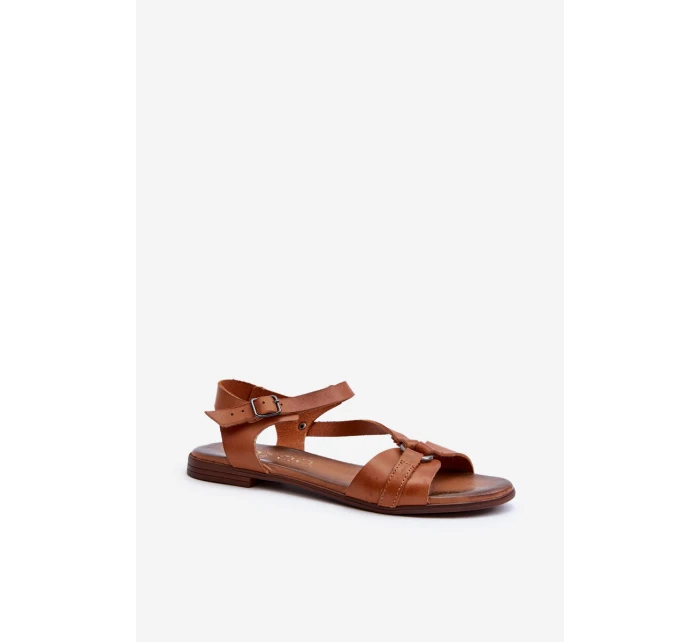 Zazoo 40182 Skórzane Sandały Damskie Brązowe