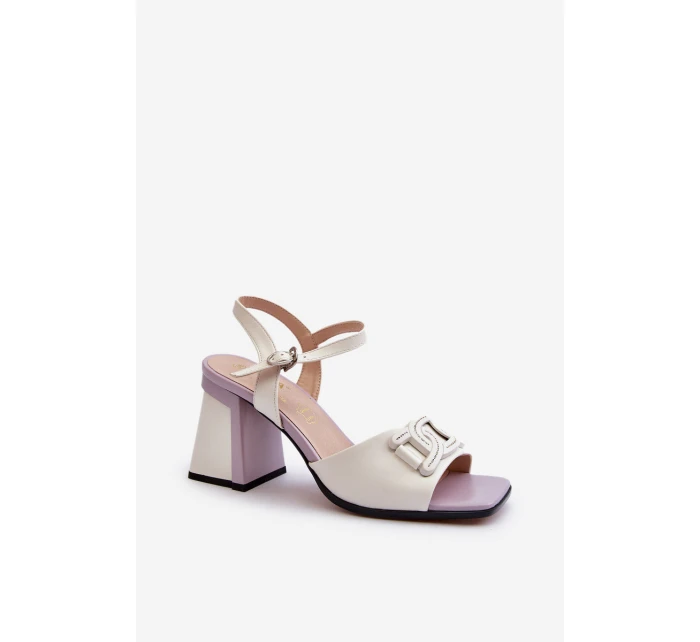 Eleganckie Sandały Na Słupku Z Ozdobą Białe D&A MR38-156